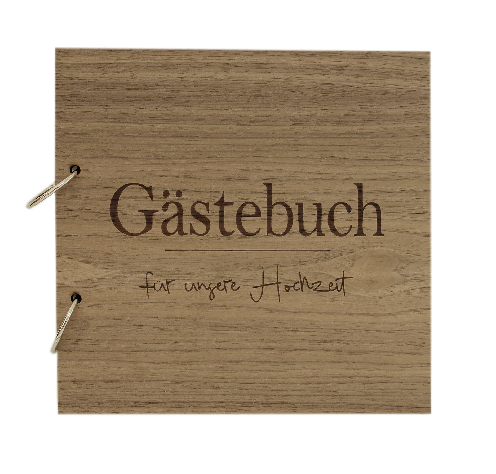 Holzgrusskarten - Gästebuch Ringbuch quadratisch - Gästebuch für unsere Hochzeit