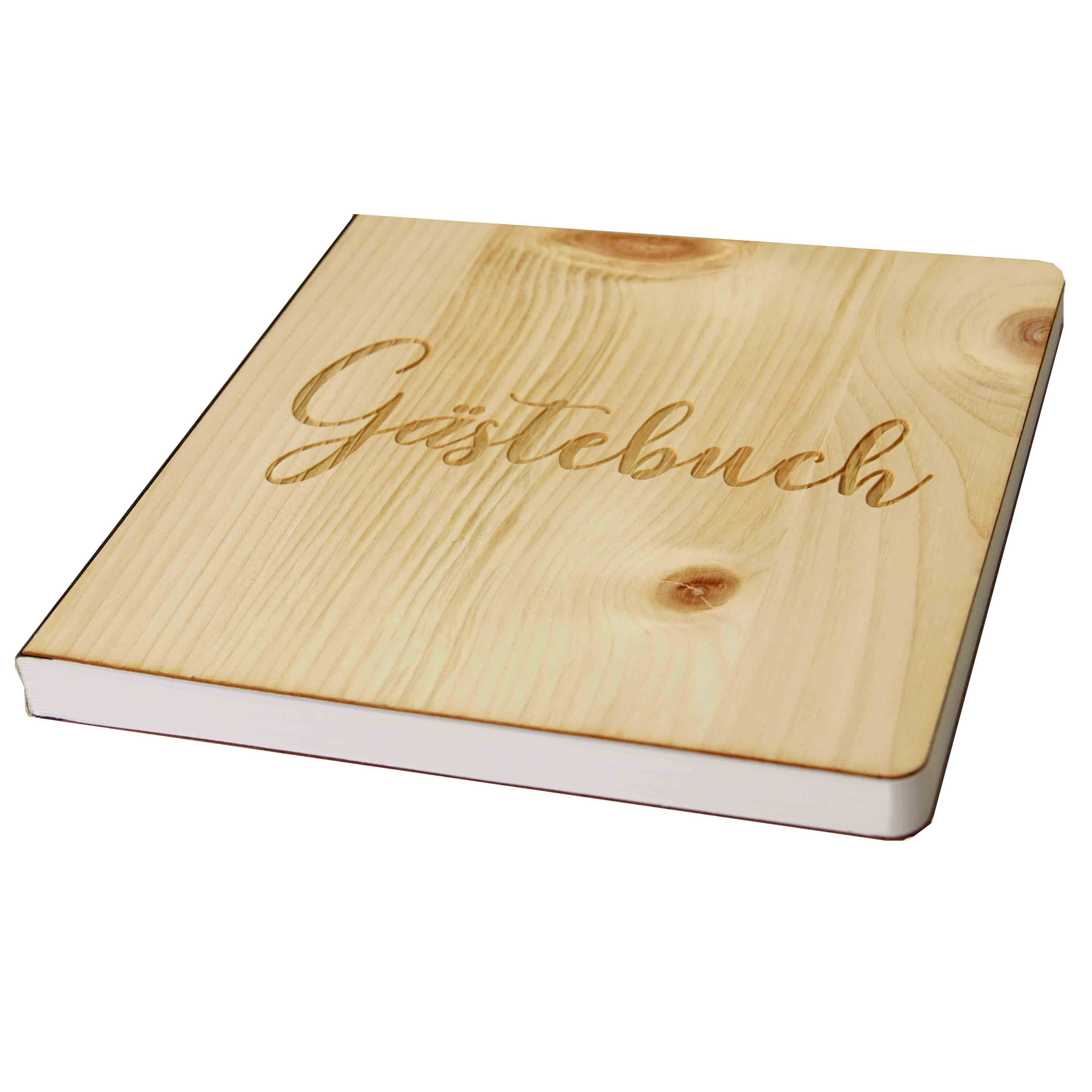 Holzgrusskarten - Gästebuch aus Zirbe  "Gästebuch"