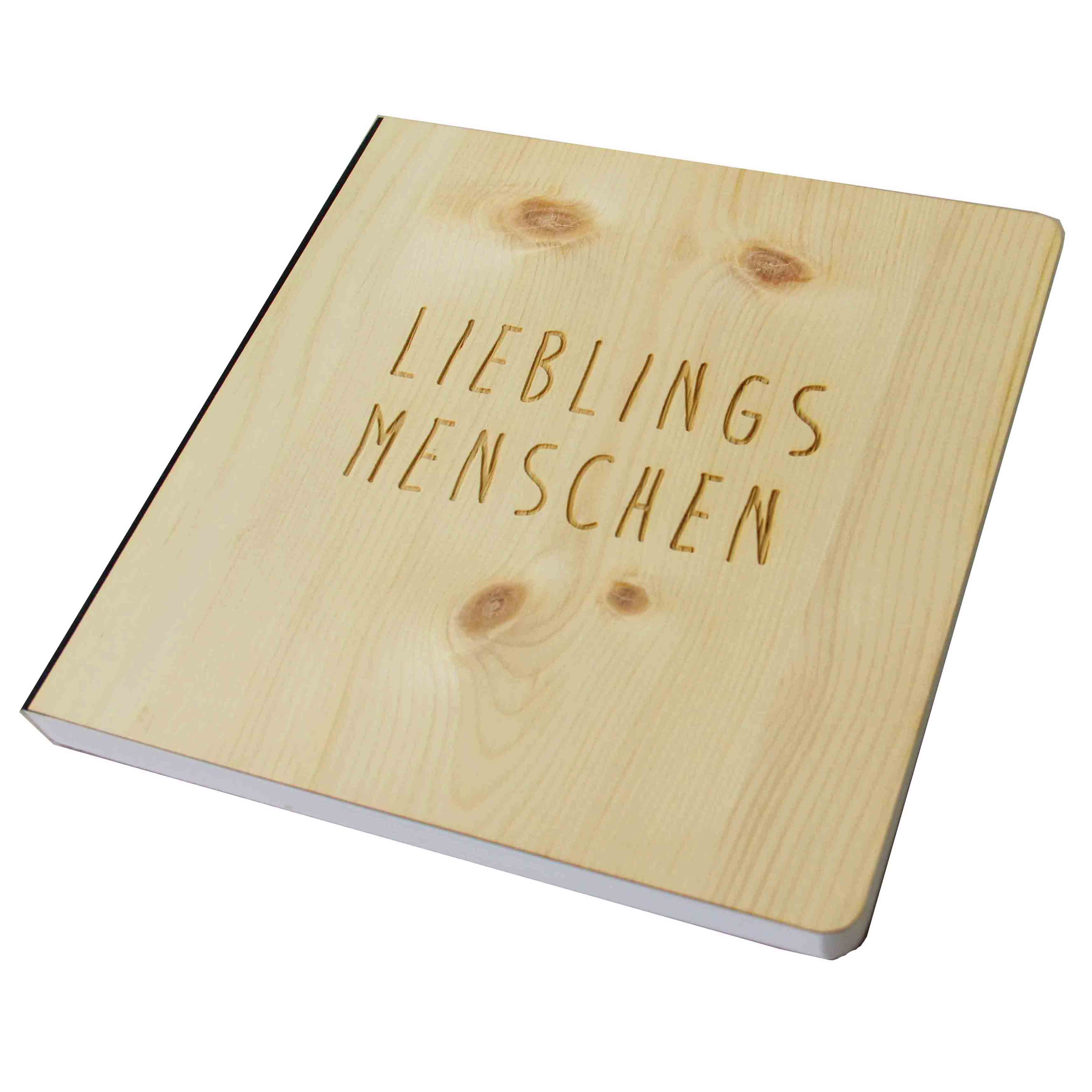 Holzgrusskarten - Gästebuch aus Zirbe "Lieblingsmenschen"