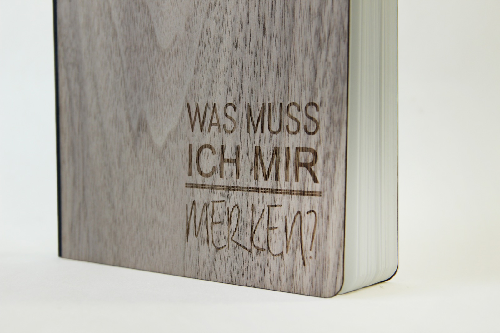 Holzgrusskarten - Notizbuch "WAS MUSS ICH MIR MERKEN" - Nuss