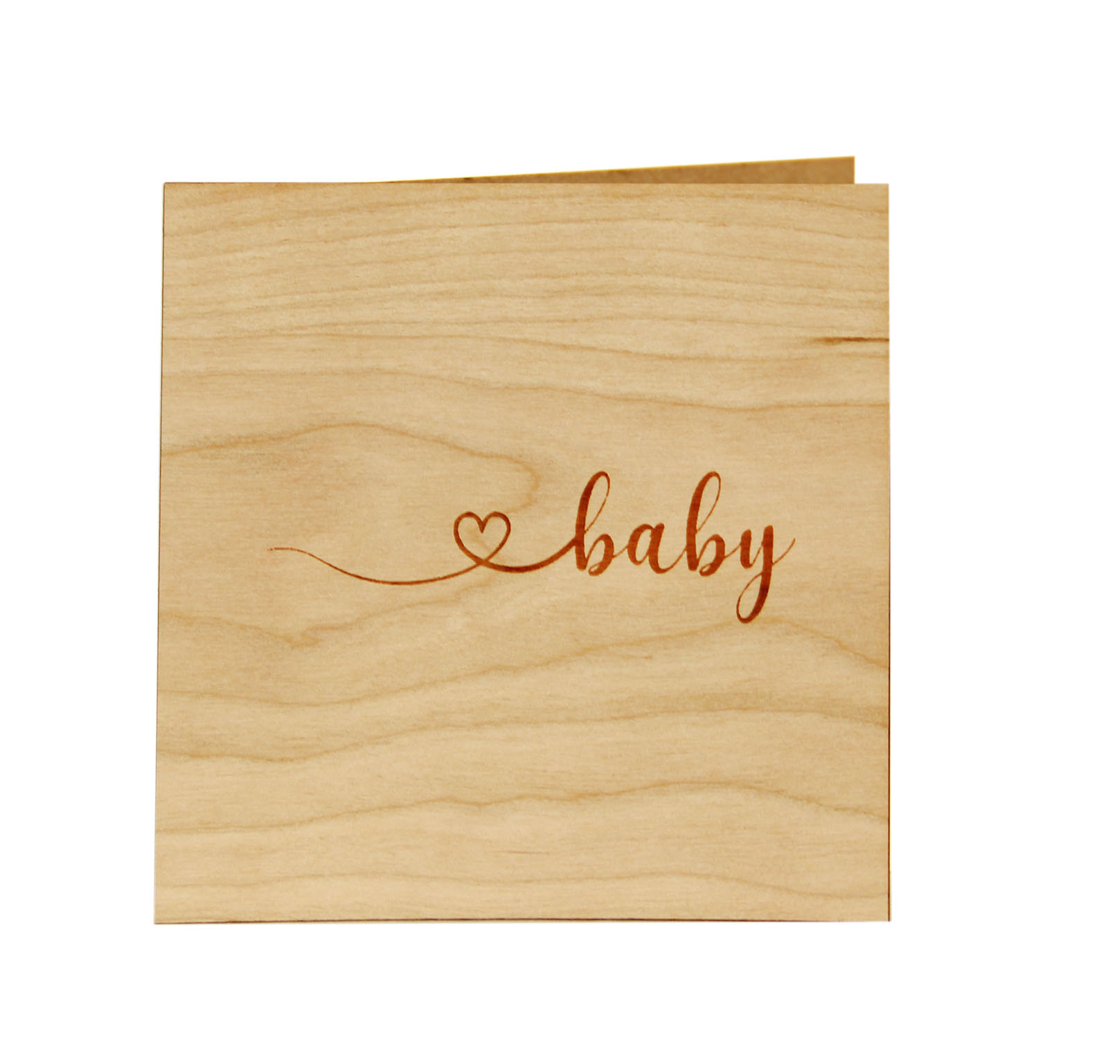 Holzgrusskarten - Holzgrusskarte Geburt 104 "baby", Kirsche